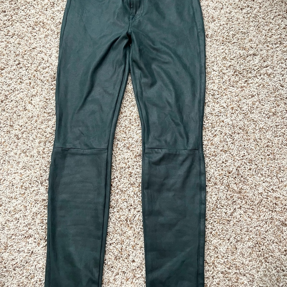 7 For All Mankind Green Skinny Jeans with Seam Detailing